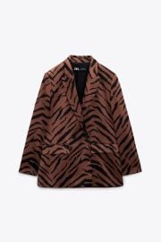 ANIMAL PRINT BLAZER - Black Brown United States at Zara